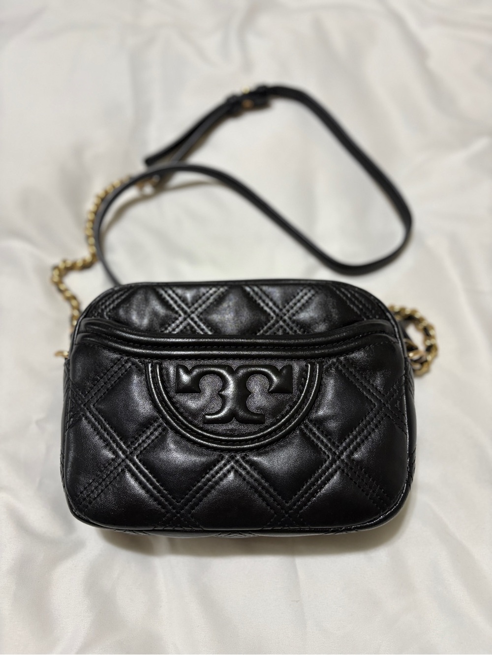 Tory Burch quilted Flemming soft leather camera bag